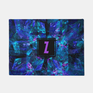 Monogram Initial Letter over Luminous Blue Doormat