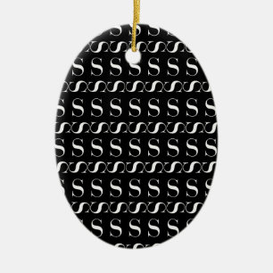 Monogram Initial Letter S, Choose Background Ceramic Ornament