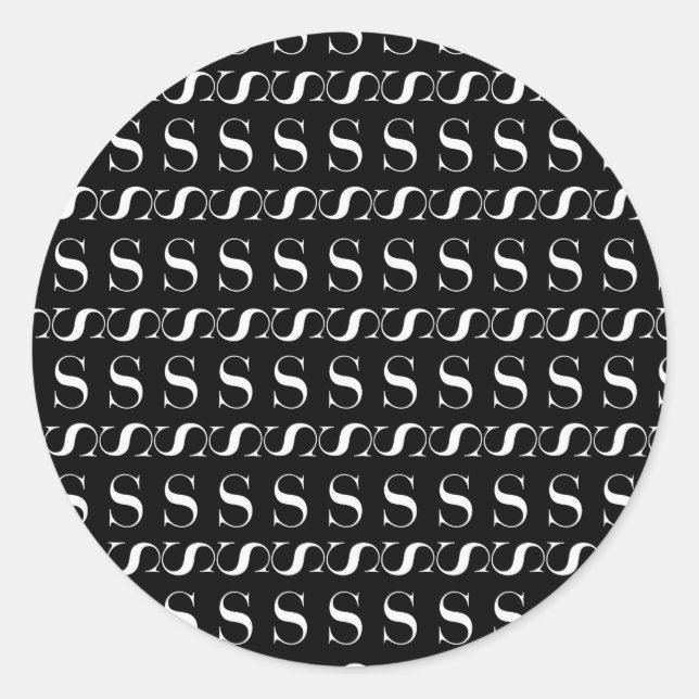 Monogram Initial Letter S Classic Round Sticker (Front)