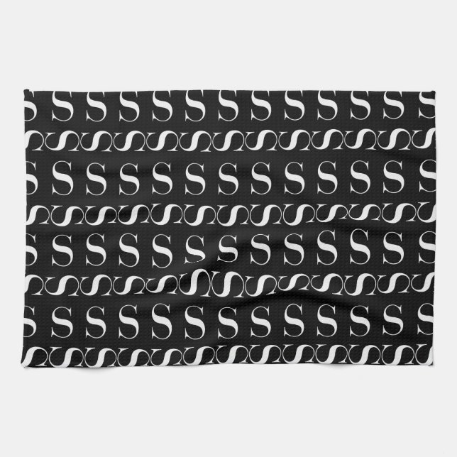 Monogram Initial Letter S Kitchen Towel (Horizontal)