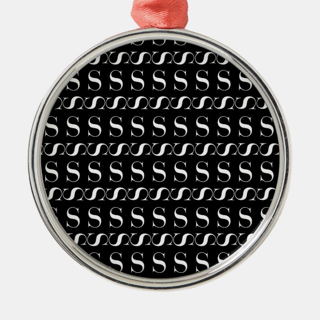 Monogram Initial Letter S Metal Ornament (Front)