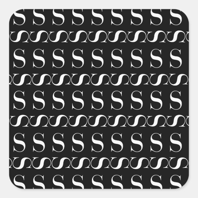 Monogram Initial Letter S Square Sticker (Front)
