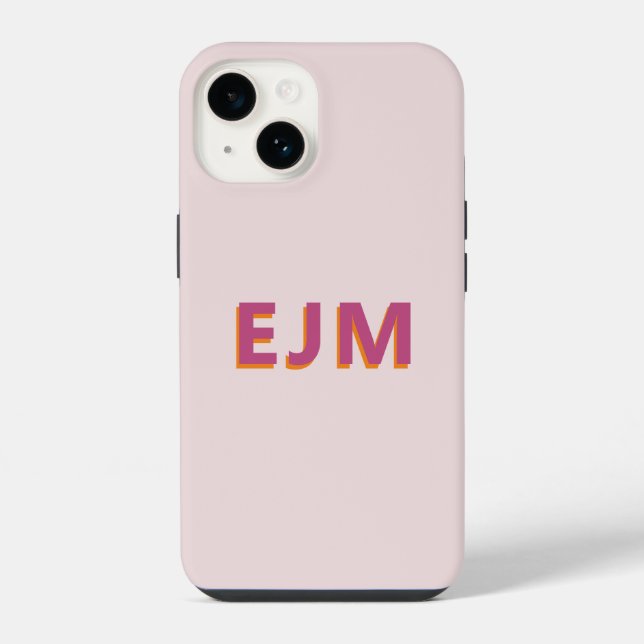 Monogram Initial Letter Simple Blush Pink Modern iPhone Case (Back)