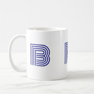 Monogram Initial Letter Simple Minimal Modern Blue Coffee Mug