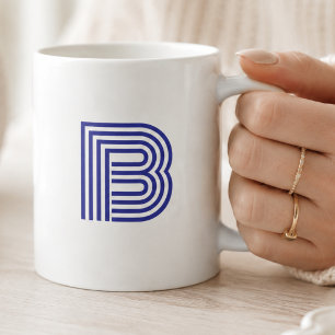Monogram Initial Letter Simple Minimal Modern Blue Coffee Mug