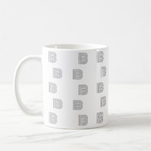 Monogram Initial Letter Simple Pattern Modern Gray Coffee Mug