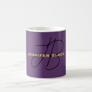 Monogram Initial Letters Indigo Minimalist Modern Coffee Mug