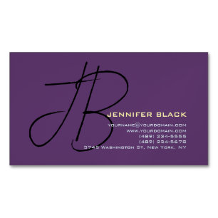 Monogram Initial Letters Indigo Minimalist Modern Magnetic Business Card