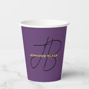 Monogram Initial Letters Indigo Minimalist Modern Paper Cups