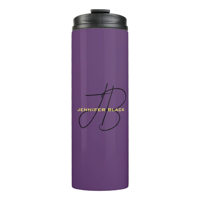 Monogram Initial Letters Indigo Minimalist Modern Thermal Tumbler (Front)