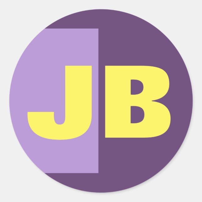 Monogram Initial Letters Indigo Yellow Minimalist Classic Round Sticker (Front)
