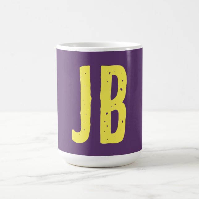 Monogram Initial Letters Indigo Yellow Minimalist Coffee Mug (Center)