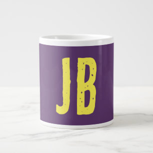Monogram Initial Letters Indigo Yellow Minimalist Large Coffee Mug