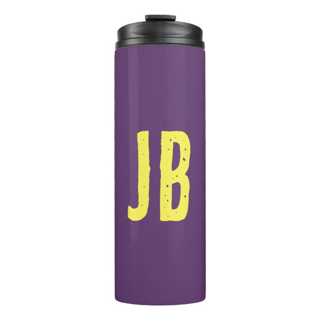 Monogram Initial Letters Indigo Yellow Minimalist Thermal Tumbler (Front)