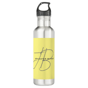 Monogram Initial Letters Light Yellow Modern 710 Ml Water Bottle