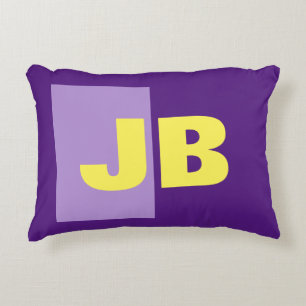 Monogram Initial Letters Purple Yellow Accent Pillow