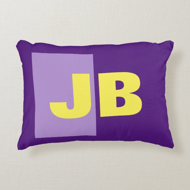 Monogram Initial Letters Purple Yellow Accent Pillow (Front)