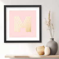 Monogram initial light blush pink background