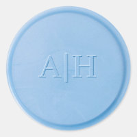 Monogram Initial Linen Blue Wax Seal Sticker