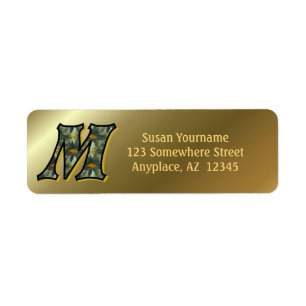 Monogram Initial M Daisies Art Return Address 