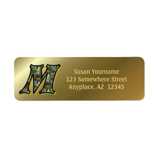 Monogram Initial M Daisies Art Return Address  (Front)