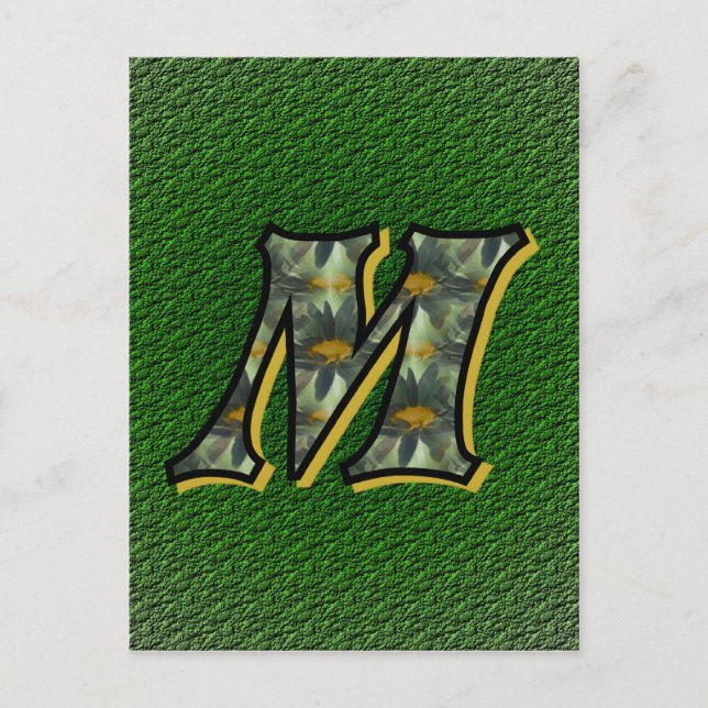 Monogram Initial M Daisies Flower Art Postcard (Front)