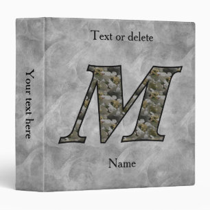 Monogram Initial M Hydrangea Flowers Personalized Binder