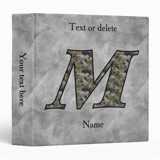 Monogram Initial M Hydrangea Flowers Personalized Binder (Front/Spine)