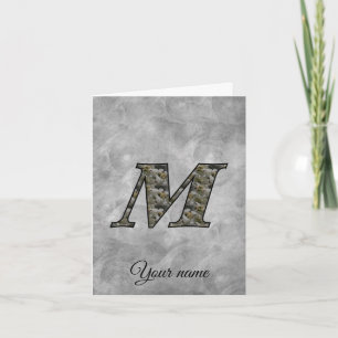 Monogram Initial M Hydrangea Flowers Personalized Note Card