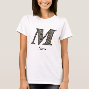Monogram Initial M Hydrangea Flowers Personalized T-Shirt