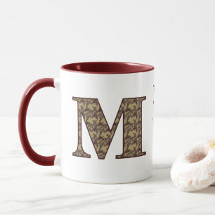 Monogram Initial M Vintage Floral Personalized Mug