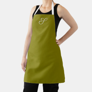 Monogram initial minimalist sage green apron