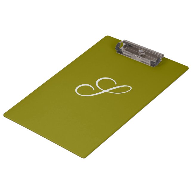 Monogram initial minimalist sage green  clipboard (Angled)