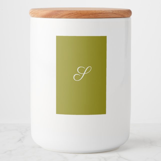 Monogram initial minimalist sage green  food label (Front)