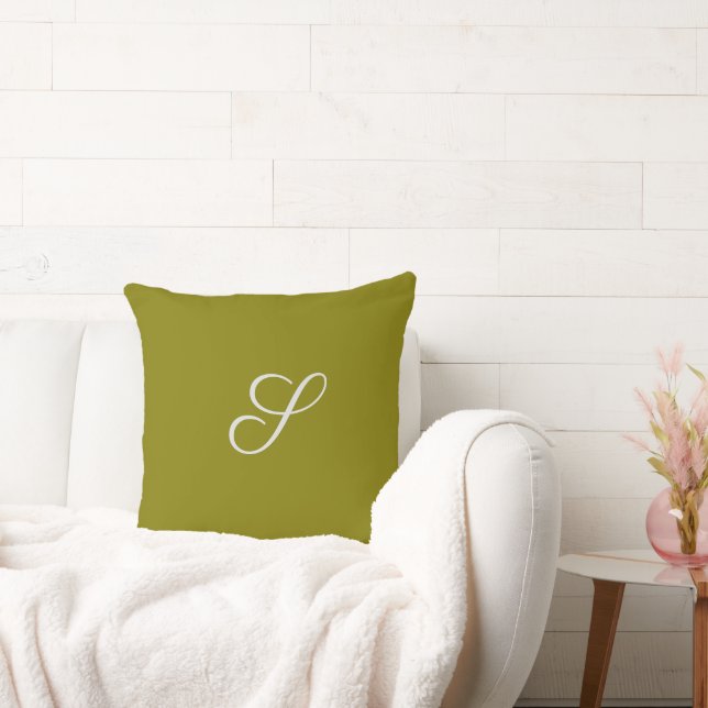 Monogram initial minimalist sage green  throw pillow (Couch)