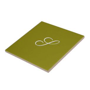 Monogram initial minimalist sage green tile