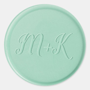 Monogram Initial Mint Green Wax Seal Sticker