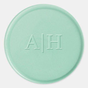 Monogram Initial Mint Green Wax Seal Sticker