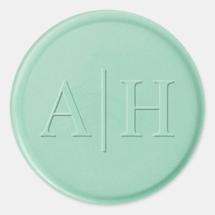 Monogram Initial Mint Green Wax Seal Sticker
