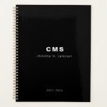 Monogram Initial Modern Black and White  Planner<br><div class="desc">A classic modern black and white planner.  This planner features a classic monogram text with the option to add your name and year.  All text is customizable and can be replaced with any text of your choice.</div>