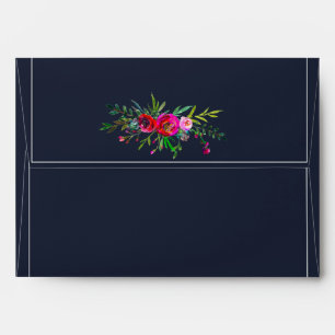 Monogram Initial Modern Blue Navy Floral Wedding Envelopes