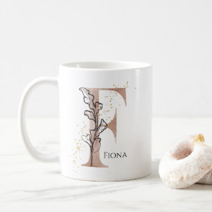 Monogram Initial Modern Letter F Boho Personalized Coffee Mug