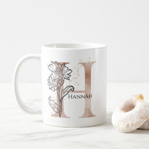 Monogram Initial Modern Letter H Boho Personalized Coffee Mug