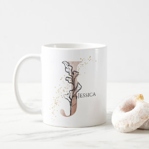 Monogram Initial Modern Letter J Boho Personalized Coffee Mug