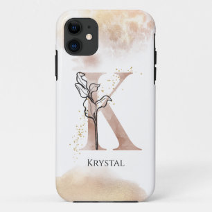 Monogram Initial Modern Letter K Boho Personalized iPhone 11 Case