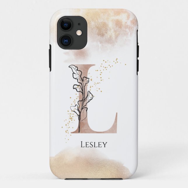 Monogram Initial Modern Letter L Boho Personalized Case-Mate iPhone Case (Back)