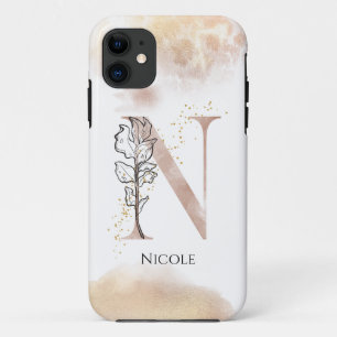 Monogram Initial Modern Letter N Boho Personalized iPhone 11 Case