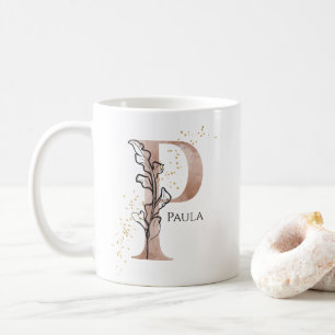 Monogram Initial Modern Letter P Boho Personalized Coffee Mug