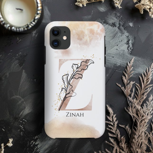 Monogram Initial Modern Letter Z Boho Personalized Case-Mate iPhone Case (Creator Uploaded)