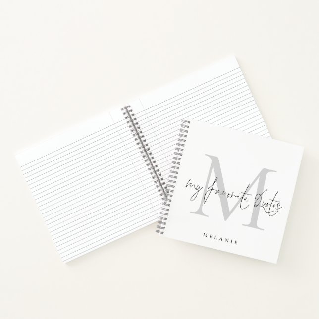 Monogram Initial My Favourite Quotes Script Notebook (Inside)